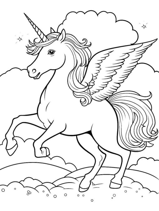 Free Unicorn With Wings Coloring Pages Printable