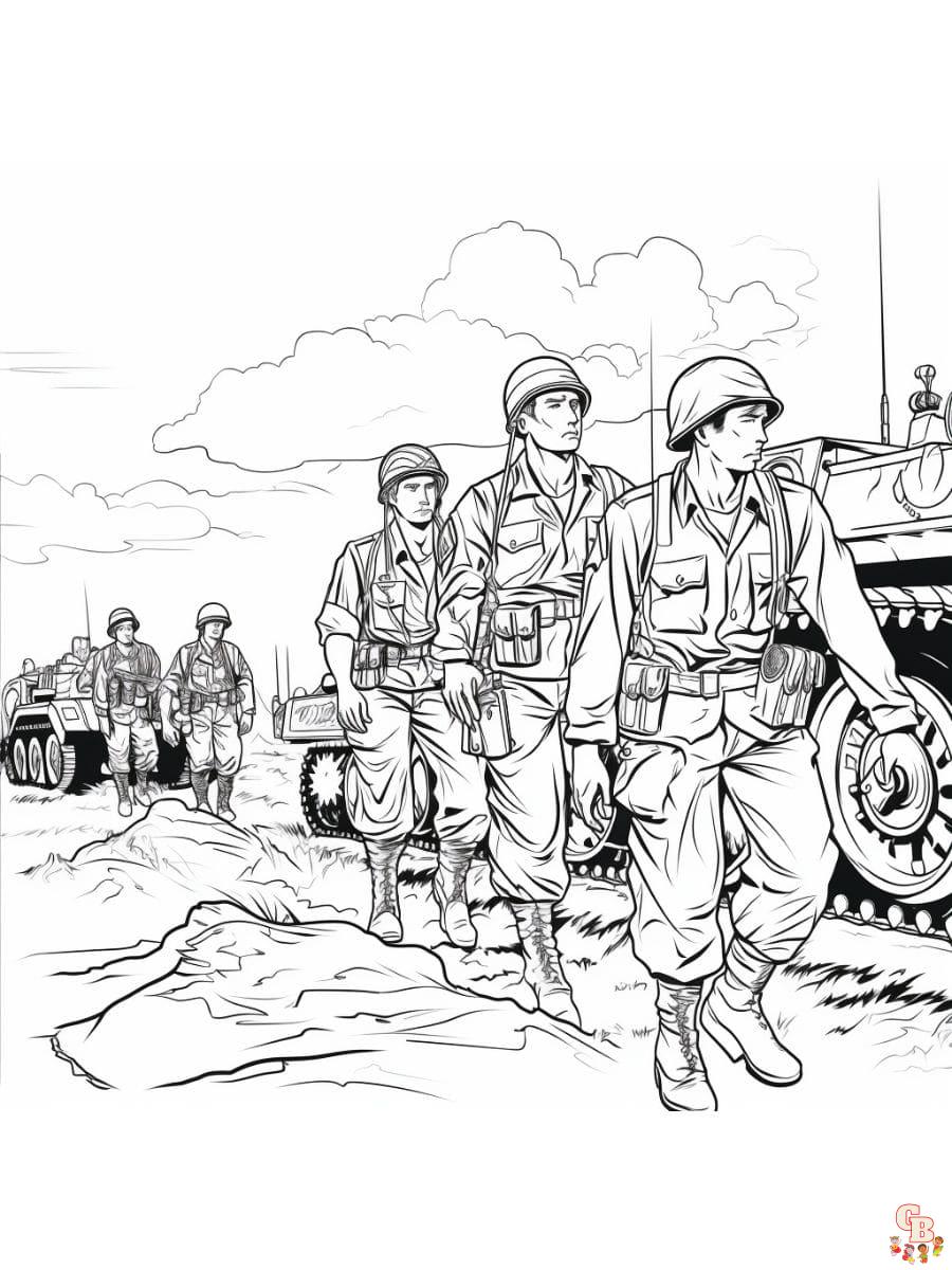 О войне, о солдатах - картинки-раскраски - солдат с биноклем
