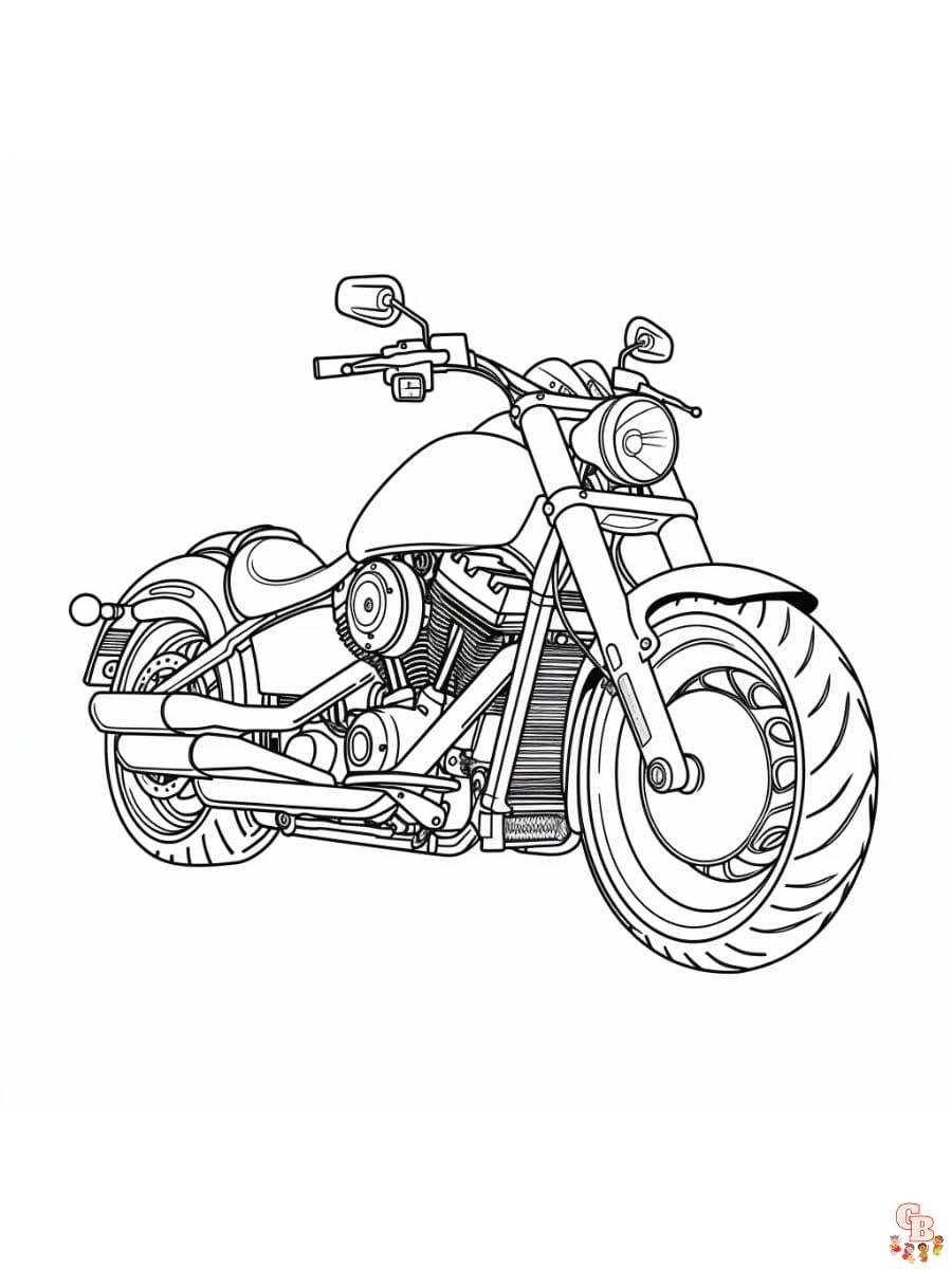Desenhos para colorir de desenho de motoqueiros com suas harley davidson  para colorir 