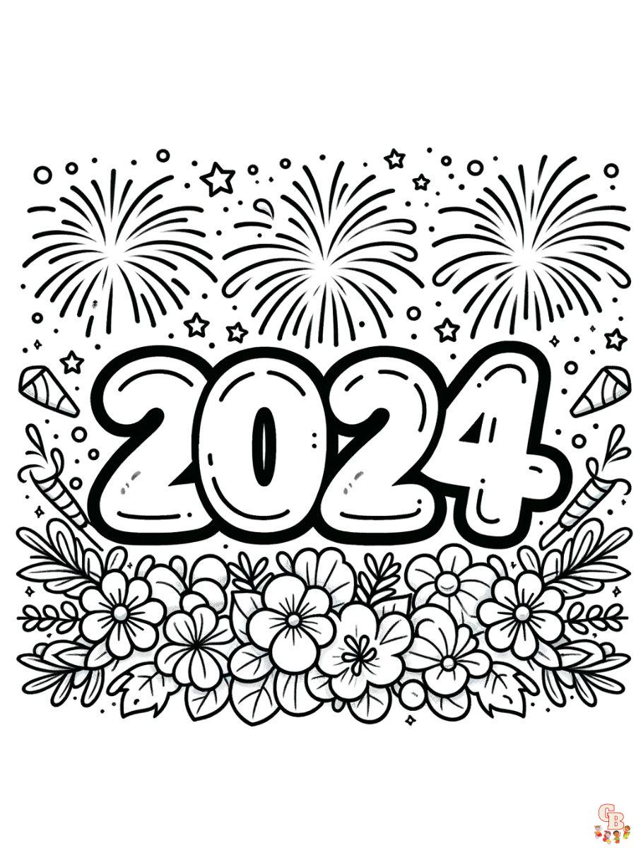 Coloriage Nouvel An 2024 Imprimable Gratuit pour Enfants Et Adultes