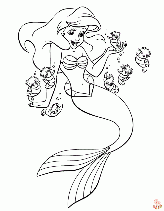 Imprimible Mermaid dibujos para colorear para niños 20