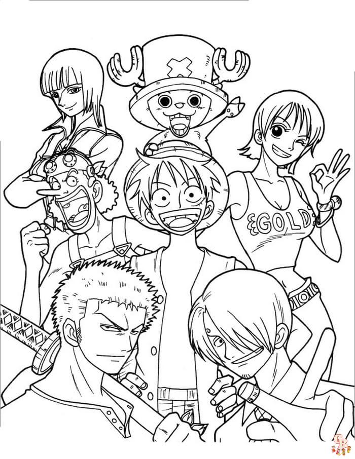 Livre de coloriage ONE PIECE: Livre de coloriage ONE PIECE, coloriage  manga, tous les membres du chapeau de paille, +50 pages à colorier, fans de  Luffy et ses amis, Zoro, Nami chan