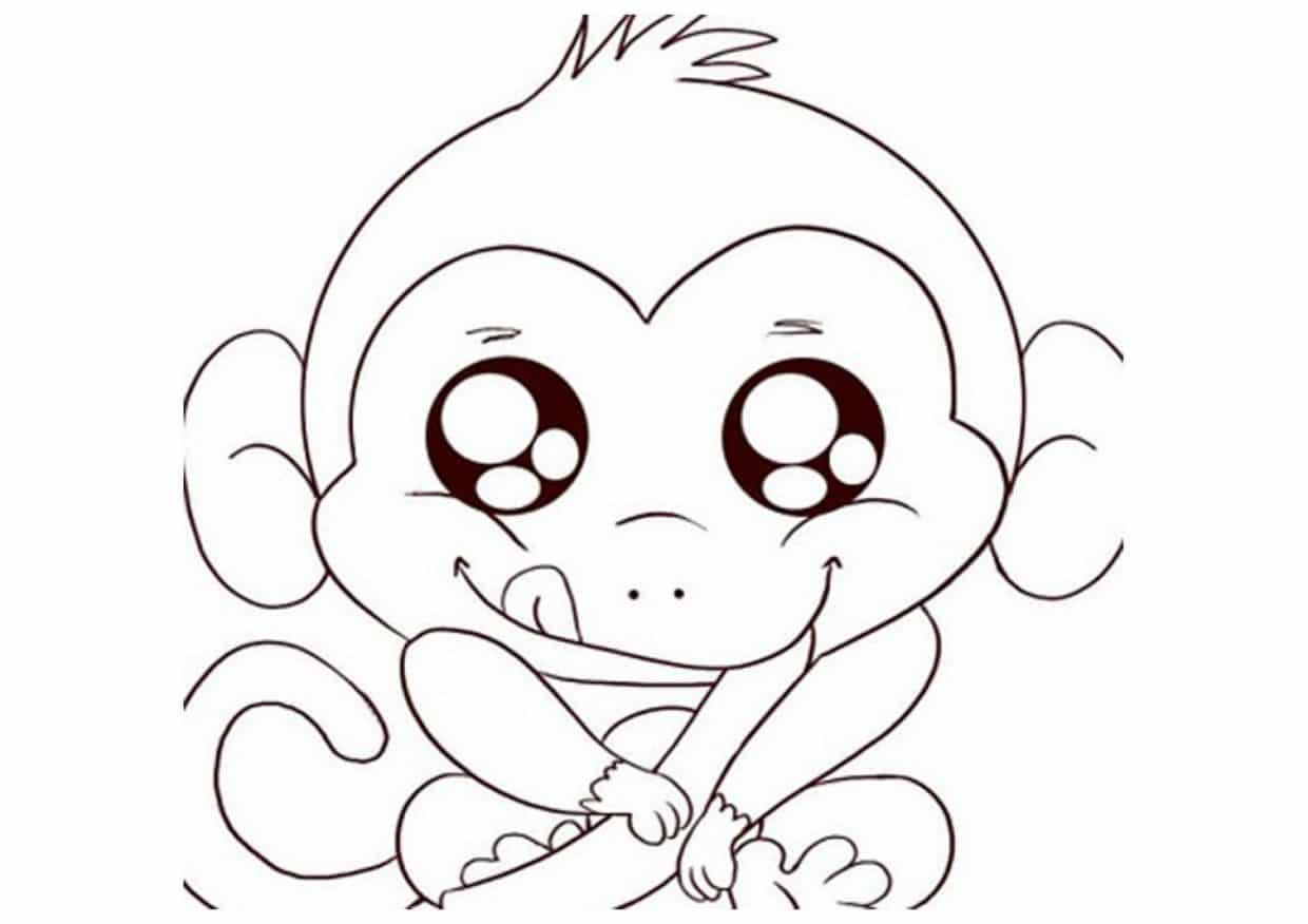 Premium Vector | Monkey coloring page for kids