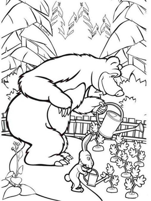 Masha and The Bear Coloring Pages - Free Printable Sheets