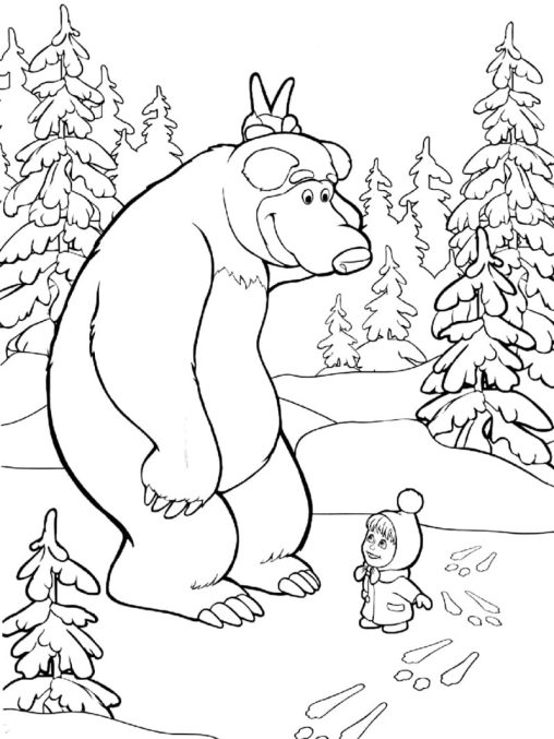 Masha and The Bear Coloring Pages - Free Printable Sheets