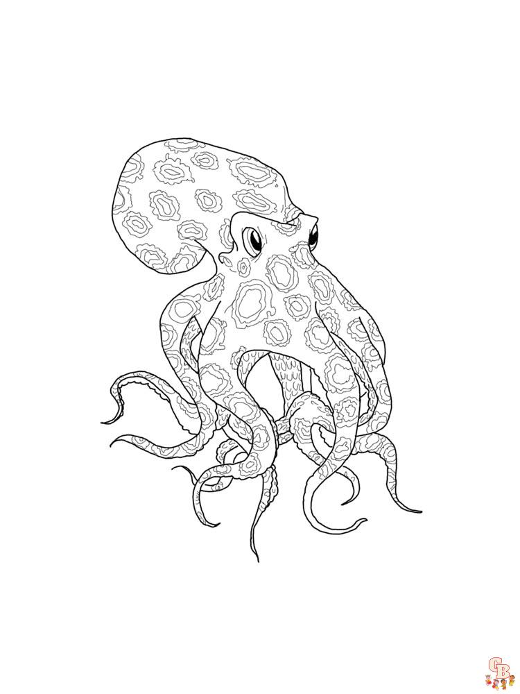 realistic octopus coloring page