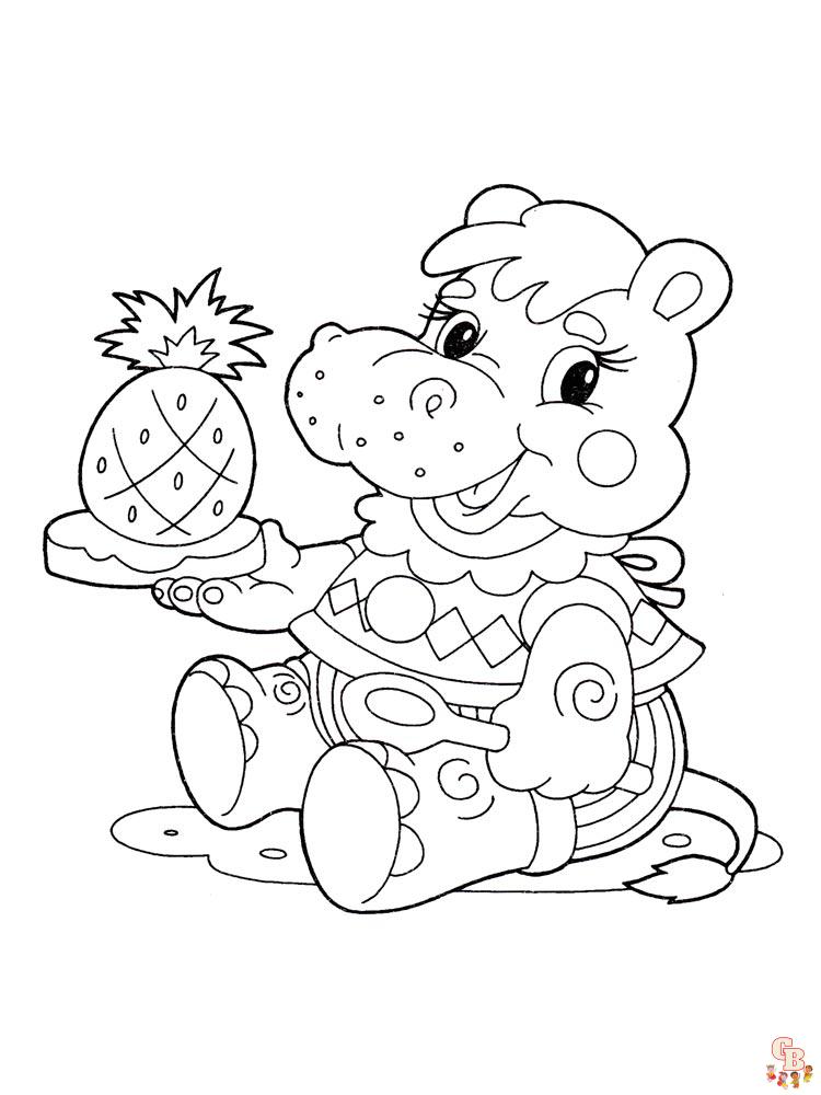 Hippopotamus coloring pages easy