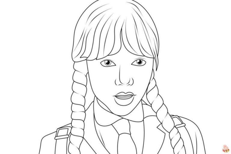 Printable Wednesday Addams Coloring Pages - GBcoloring