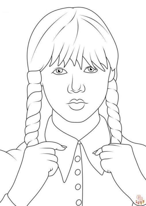 Printable Wednesday Addams Coloring Pages - GBcoloring