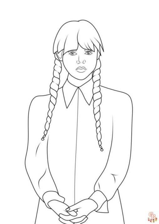 Printable Wednesday Addams Coloring Pages - GBcoloring