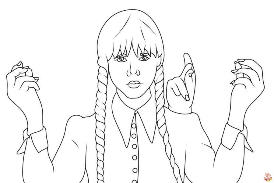 Printable Wednesday Addams Coloring Pages GBcoloring