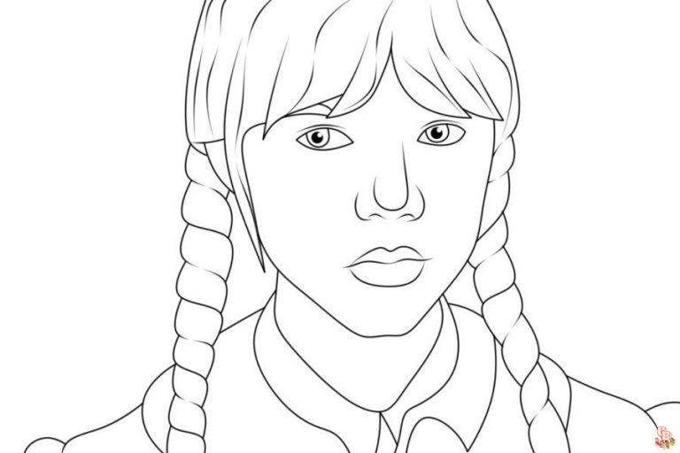 Printable Wednesday Addams Coloring Pages - GBcoloring