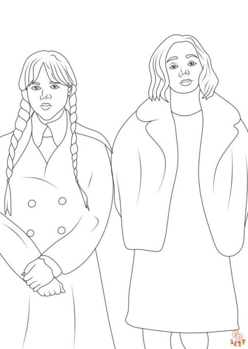 Printable Wednesday Addams Coloring Pages GBcoloring