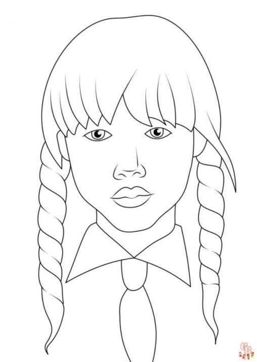 Printable Wednesday Addams Coloring Pages GBcoloring