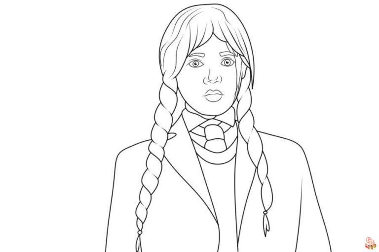 Printable Wednesday Addams Coloring Pages - GBcoloring