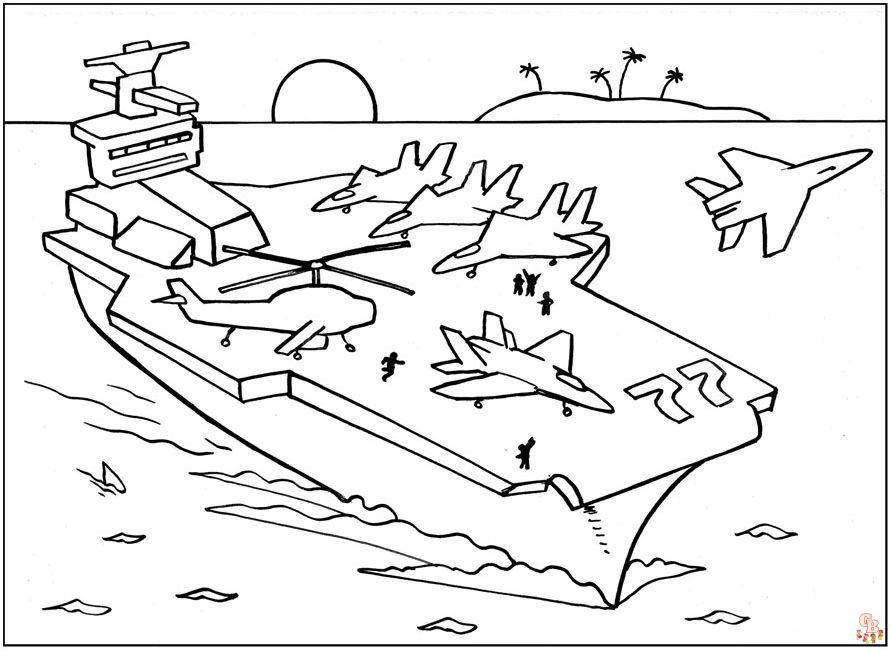 aircraft carrier coloring pages