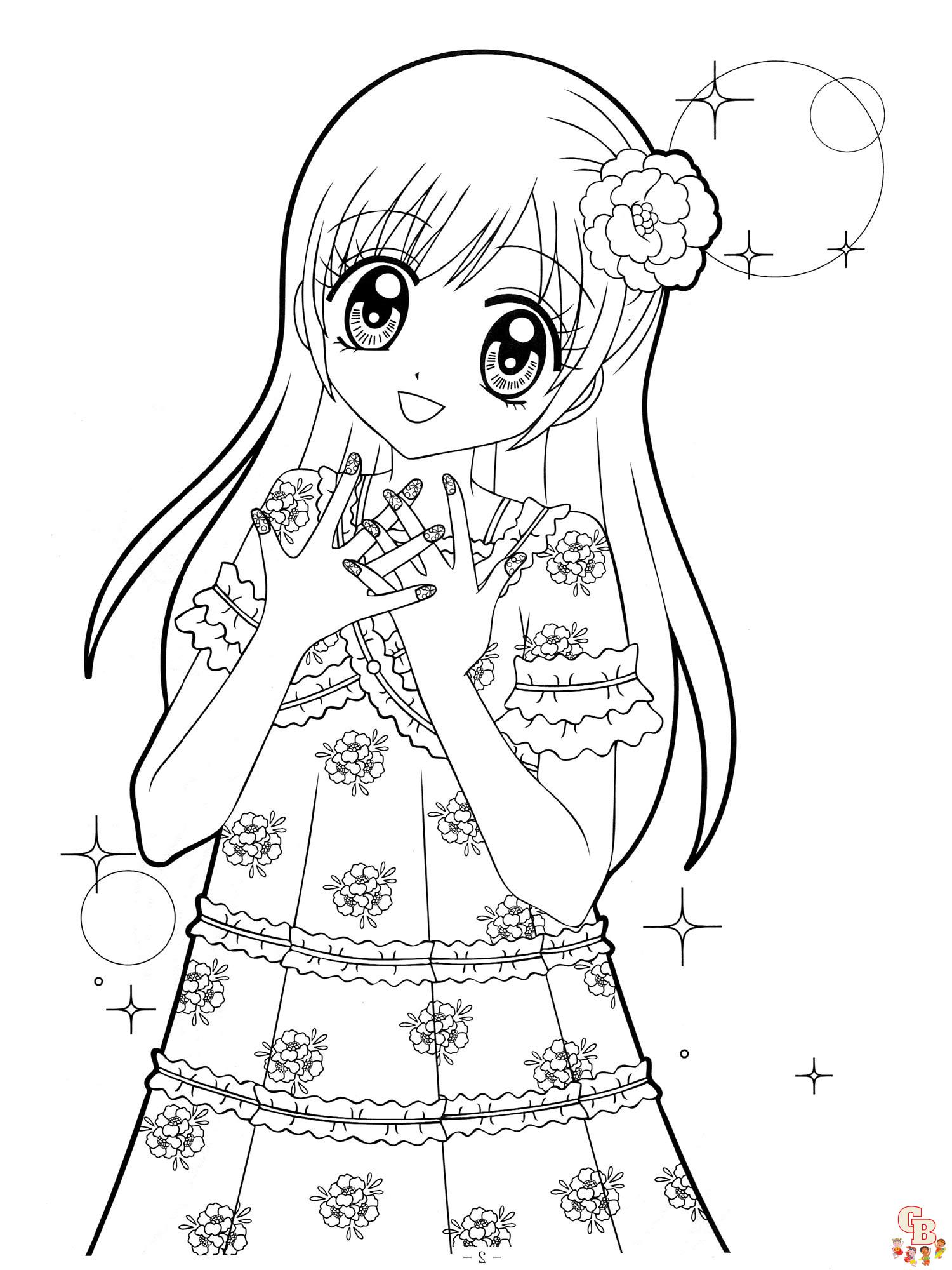 Coloriages Anime Girl gratuits à imprimer par GBcoloring