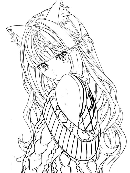 Free Printable Anime Girl Coloring Pages by GBcoloring