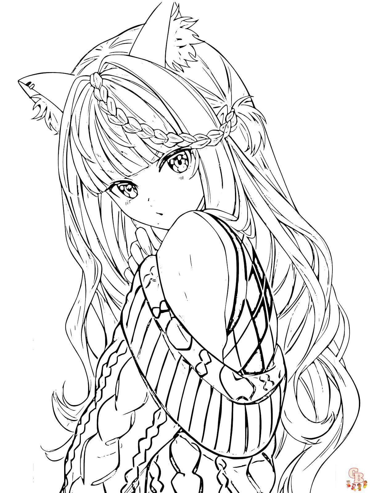 Free Printable Anime Girl Coloring Pages by GBcoloring