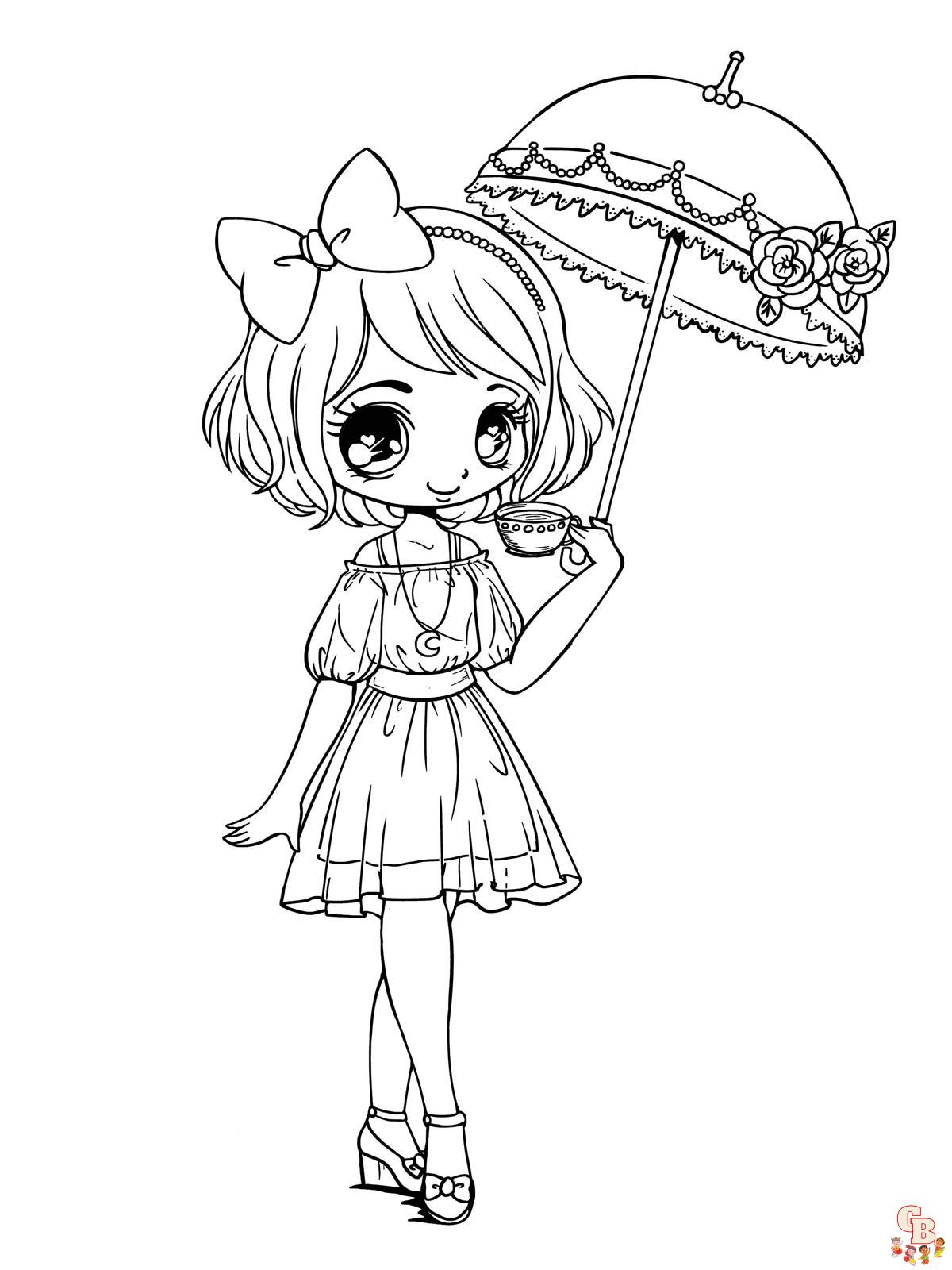 Anime Girl Coloring Pages 26673033 Stock Photo at Vecteezy