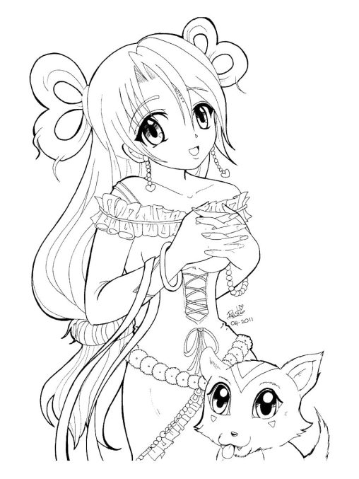 Free Printable Anime Girl Coloring Pages by GBcoloring