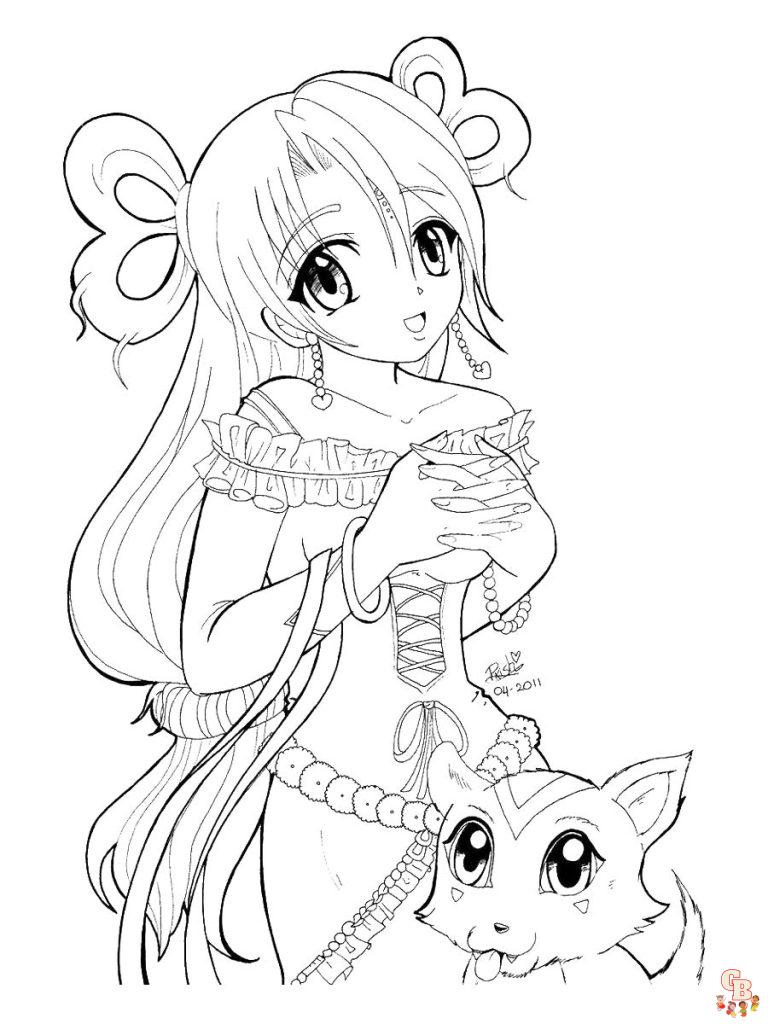 Free Printable Anime Girl Coloring Pages by GBcoloring