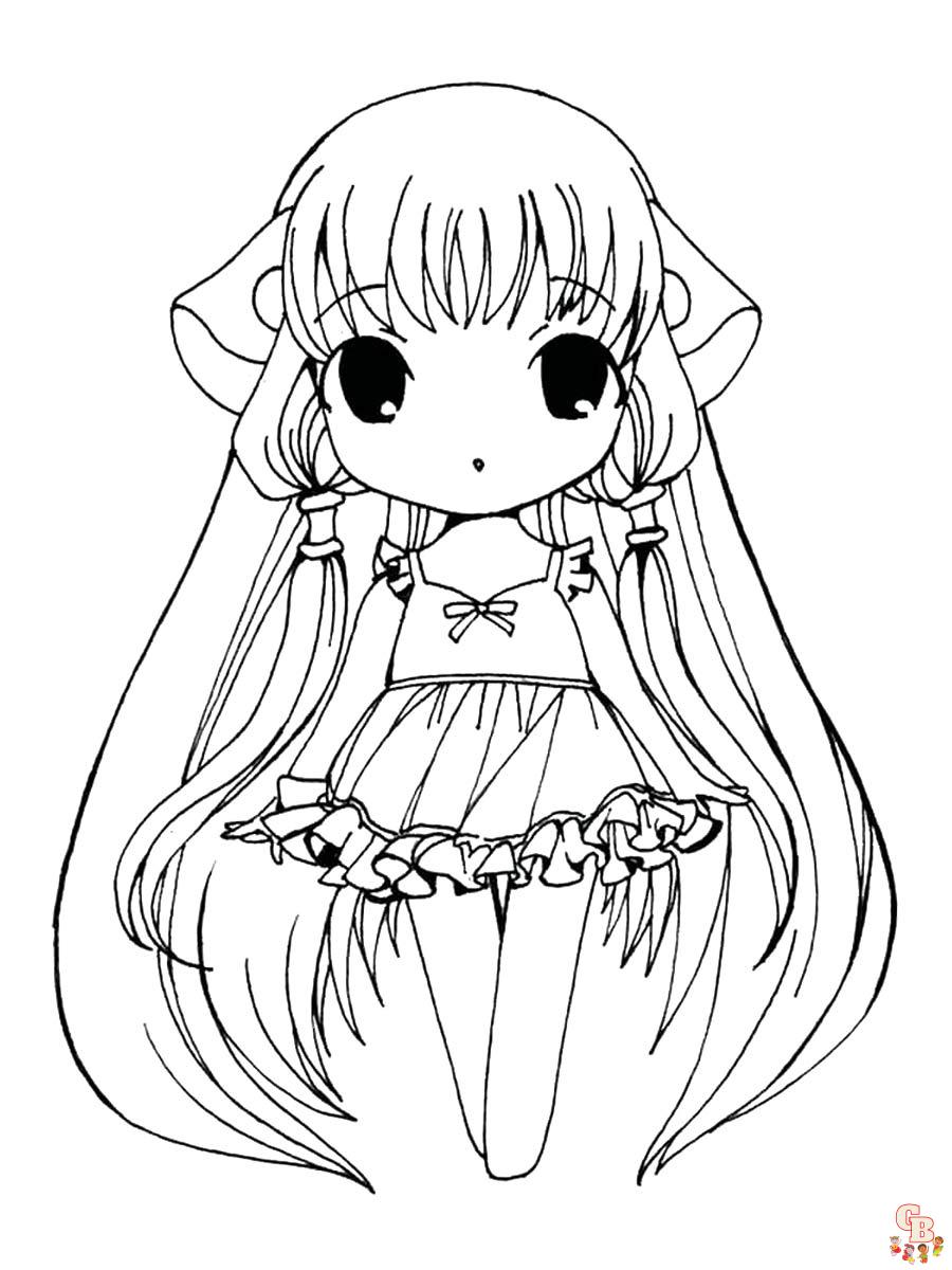 Anime Girl Coloring Pages 26673033 Stock Photo at Vecteezy