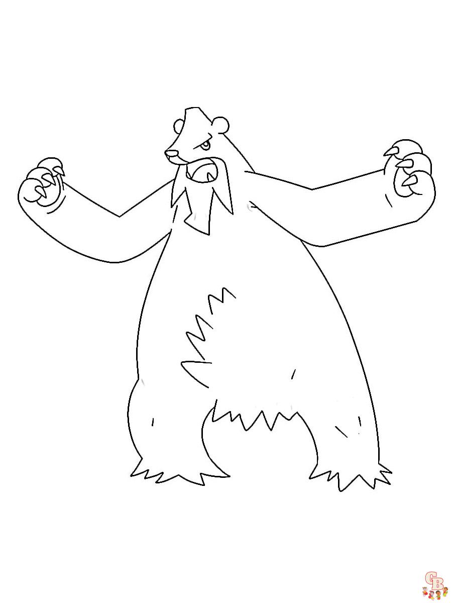 Beartic Pokemon Coloring Page 3