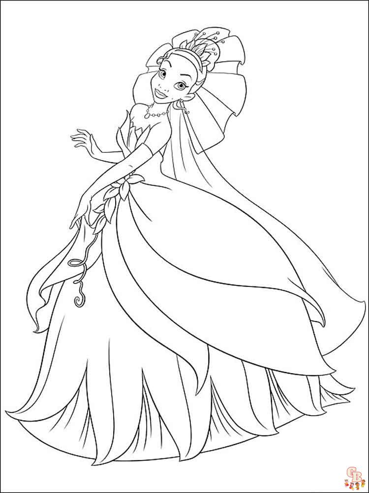 Planse de colorat prințesa Tiana 6