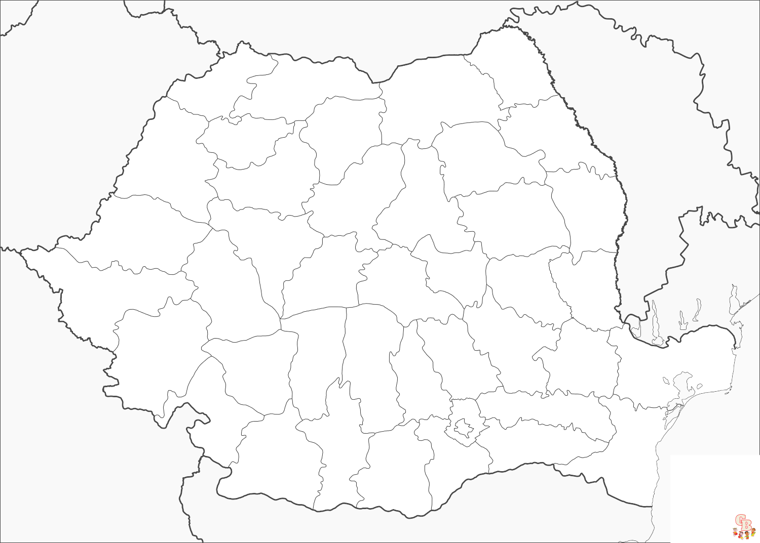 Romanian map coloring pages