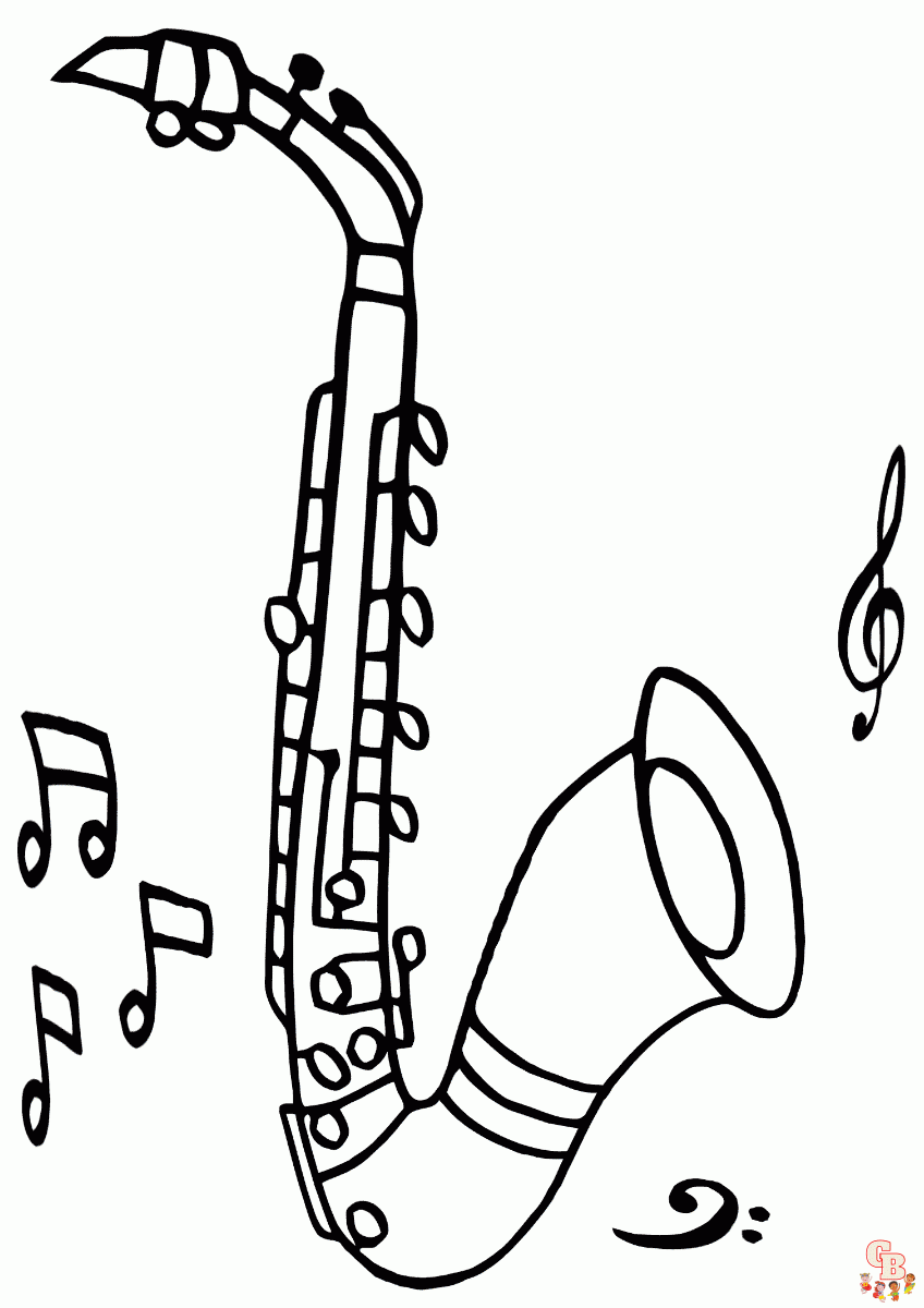 Saxophone Coloring Pages 1
