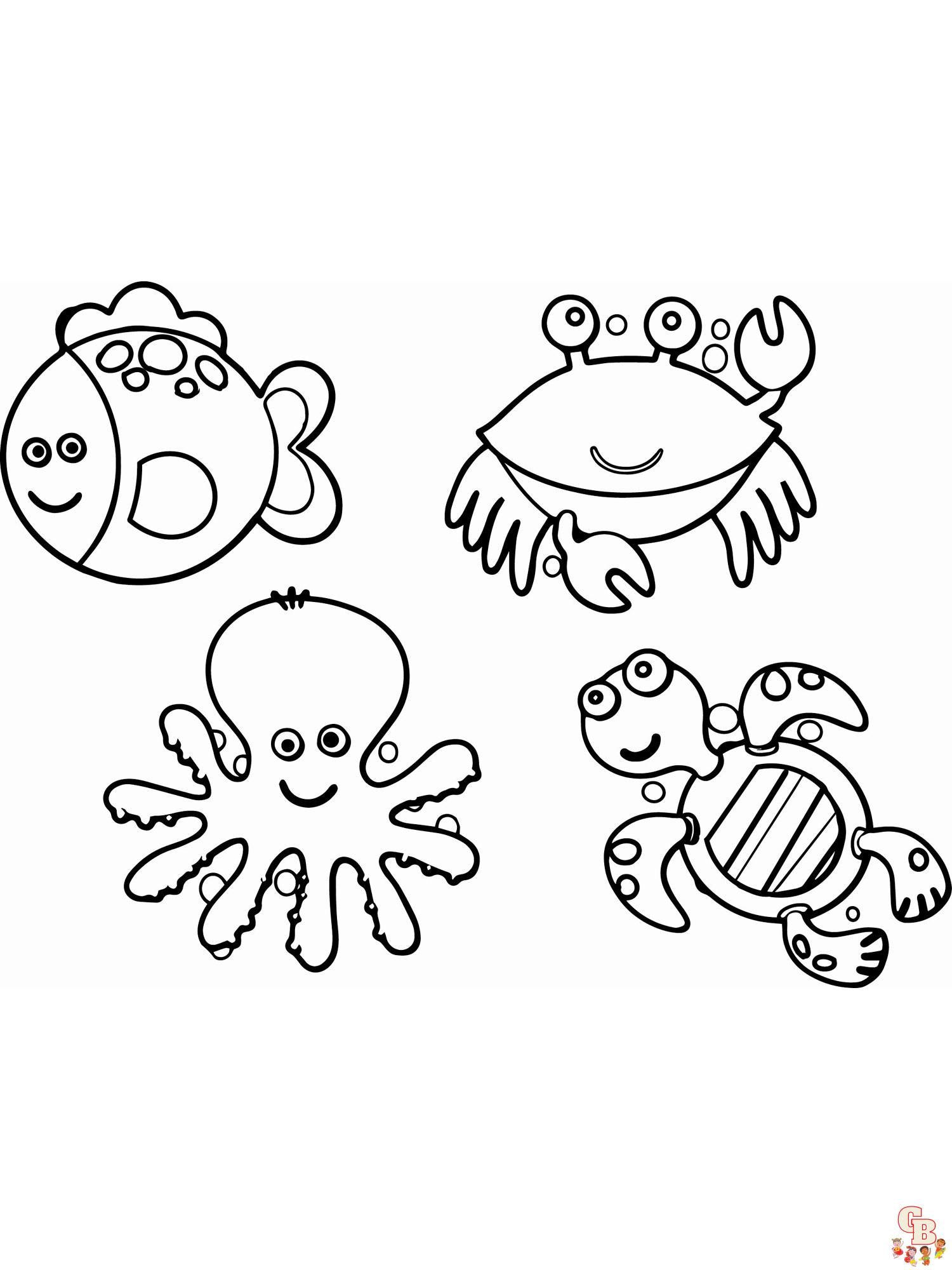 Cute Sea Animals Coloring Pages Free Printable