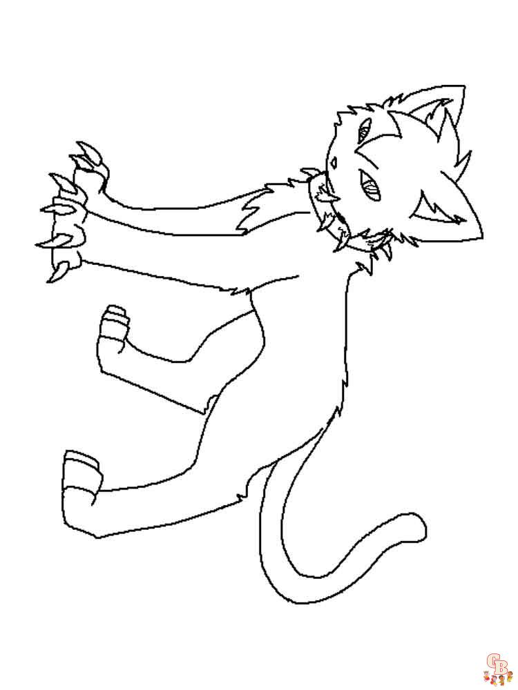 Desenhos para colorir de gatos guerreiros para crianças