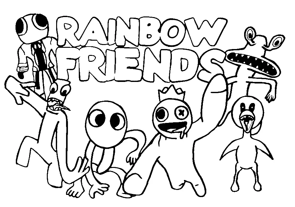 Blue Rainbow Friends Coloring Pages Printable for Free Download
