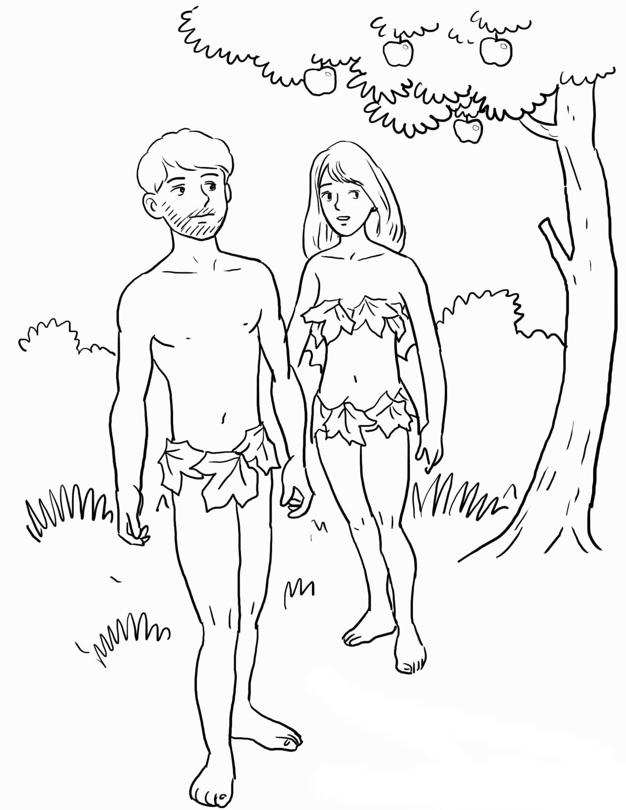 Adam and Eve Coloring Pages 1