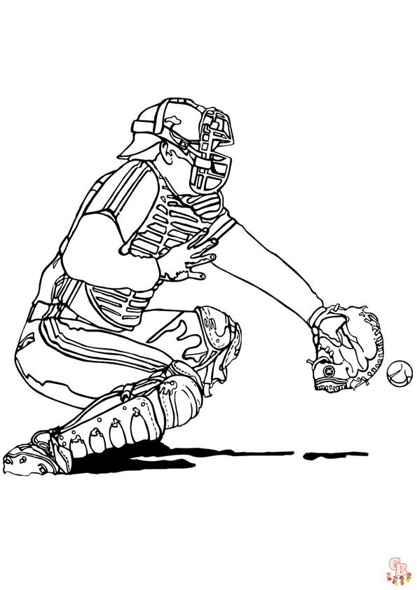 Página de colorir realista para adultos de um jogo de beisebol nos