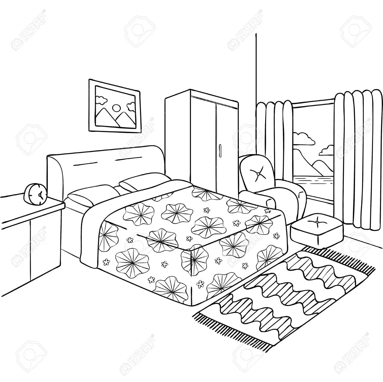 Bedroom Coloring Pages 1