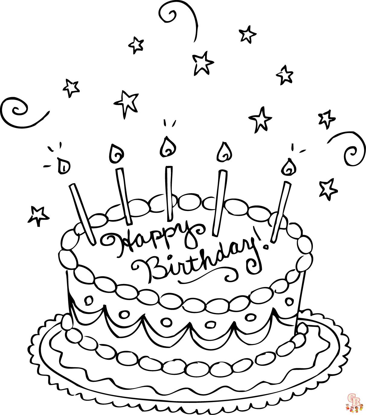 Free Printable Coloring Pictures Of Birthday Cakes