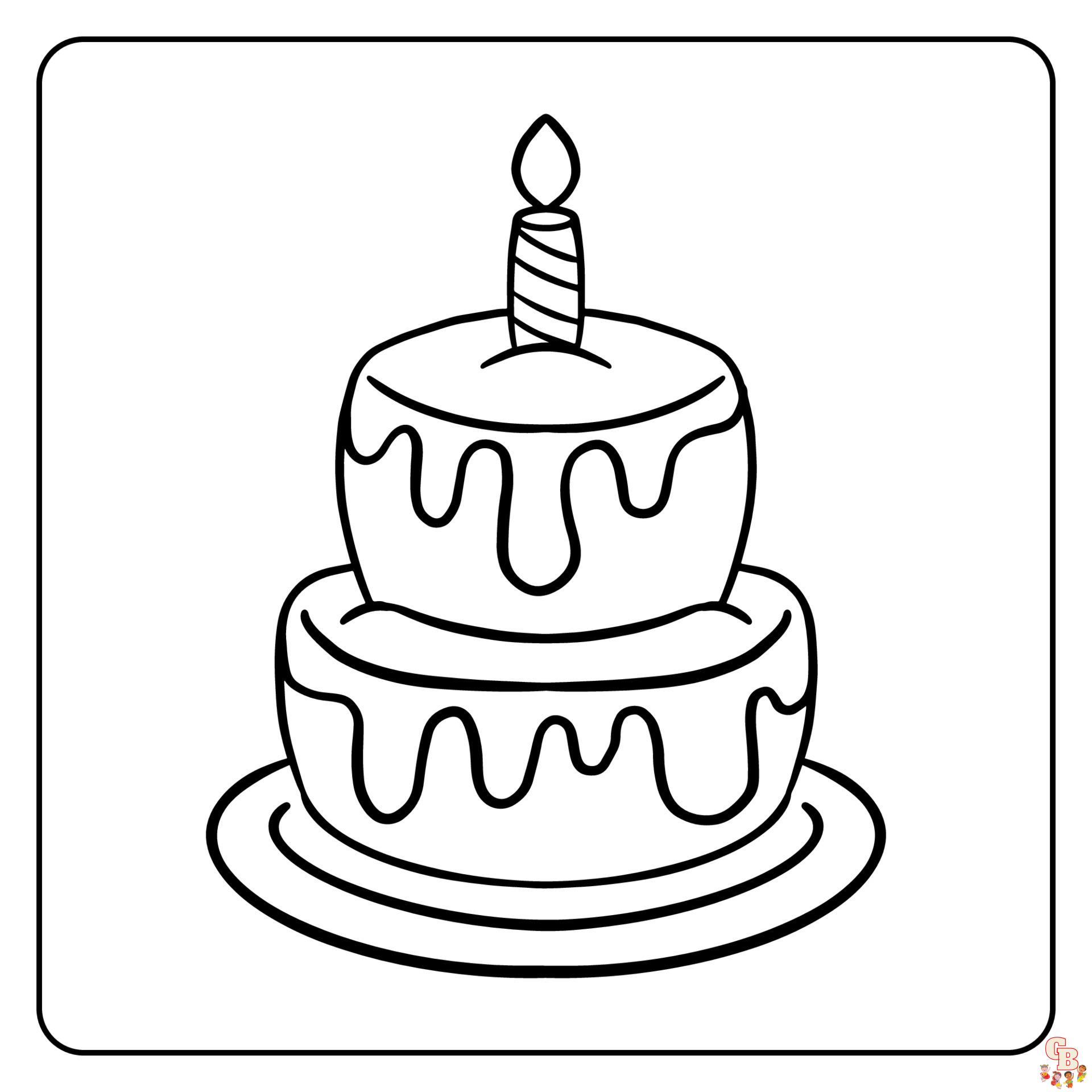 Desenhos de Bolo de Aniversário para colorir - Páginas para impressão grátis