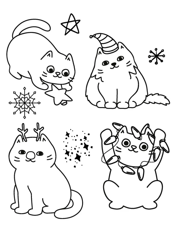 Páginas para colorir de Natal Kawaii folhas imprimíveis grátis
