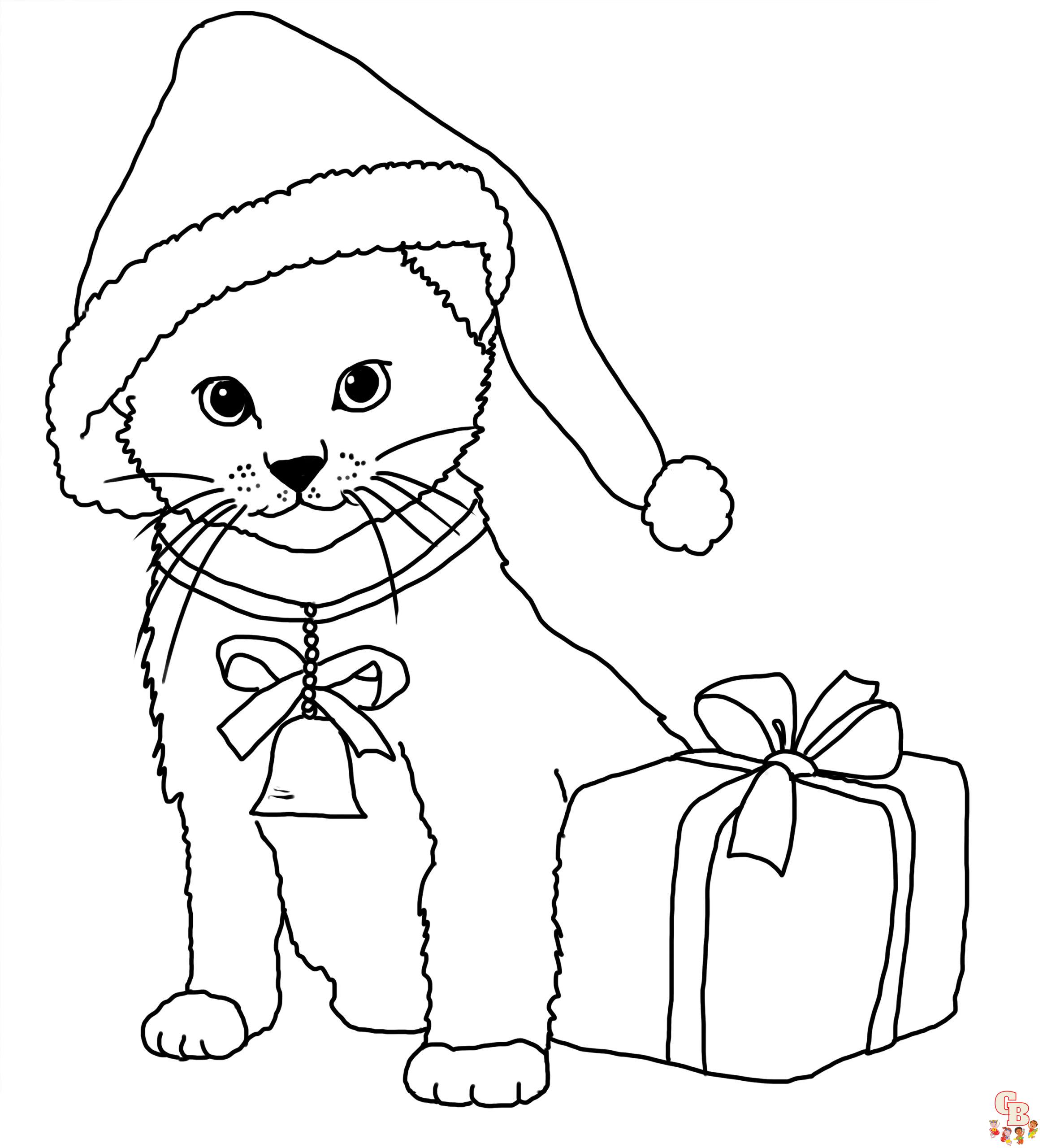 Desenho de Um gato do Natal para Colorir - Colorir.com