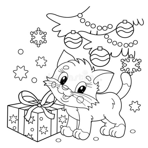 Christmas Cats Coloring Pages Free Printable and Easy Sheets