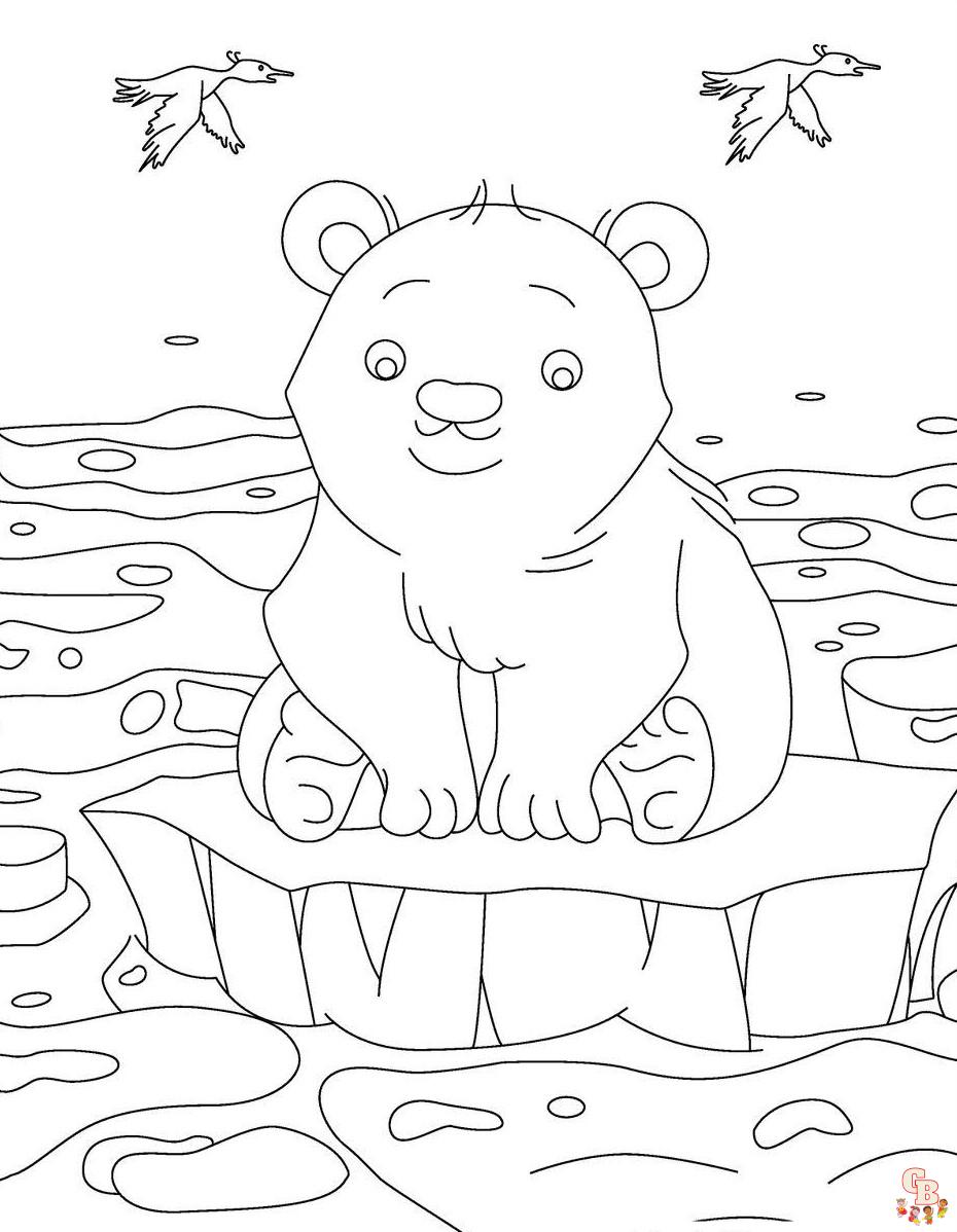 Christmas Polar Bear Coloring Pages 1