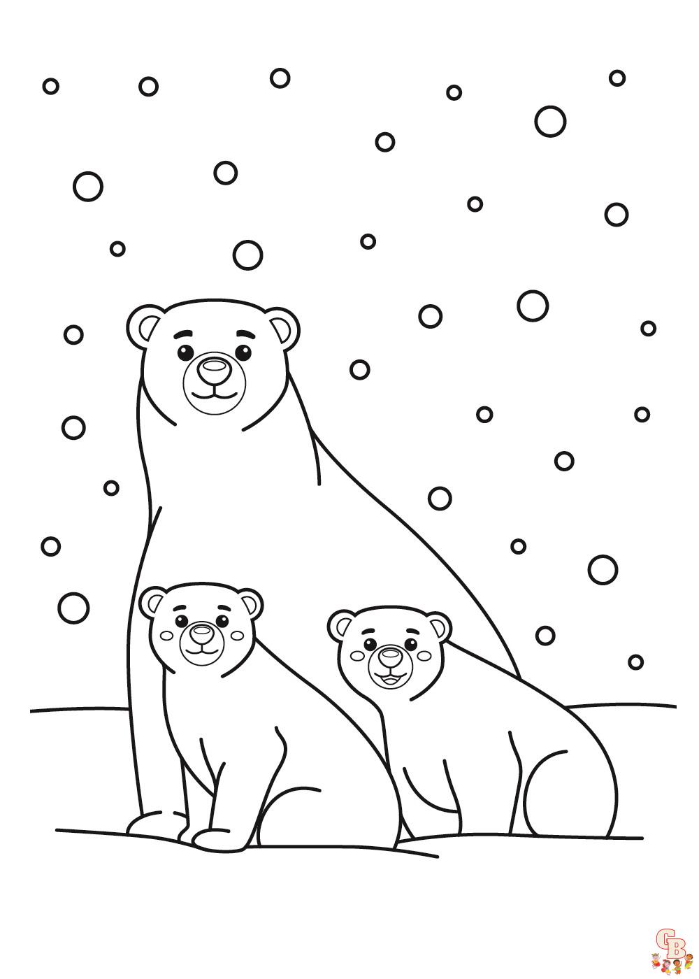 Christmas Polar Bear Coloring Pages 2