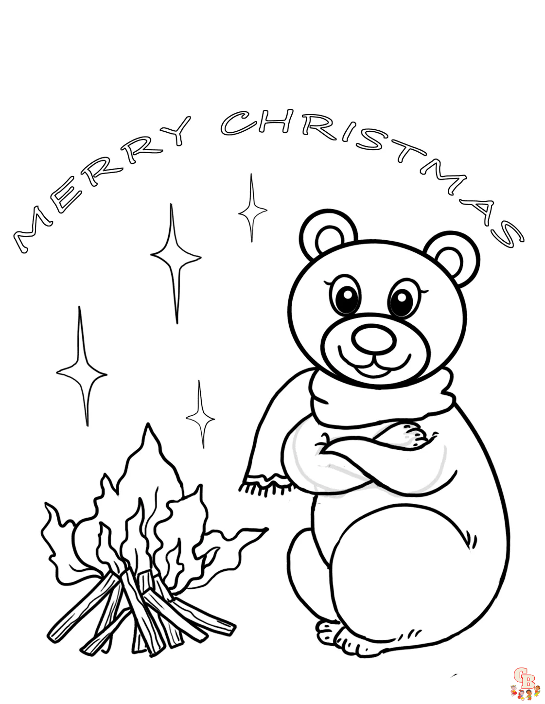 Christmas Polar Bear Coloring Pages 2