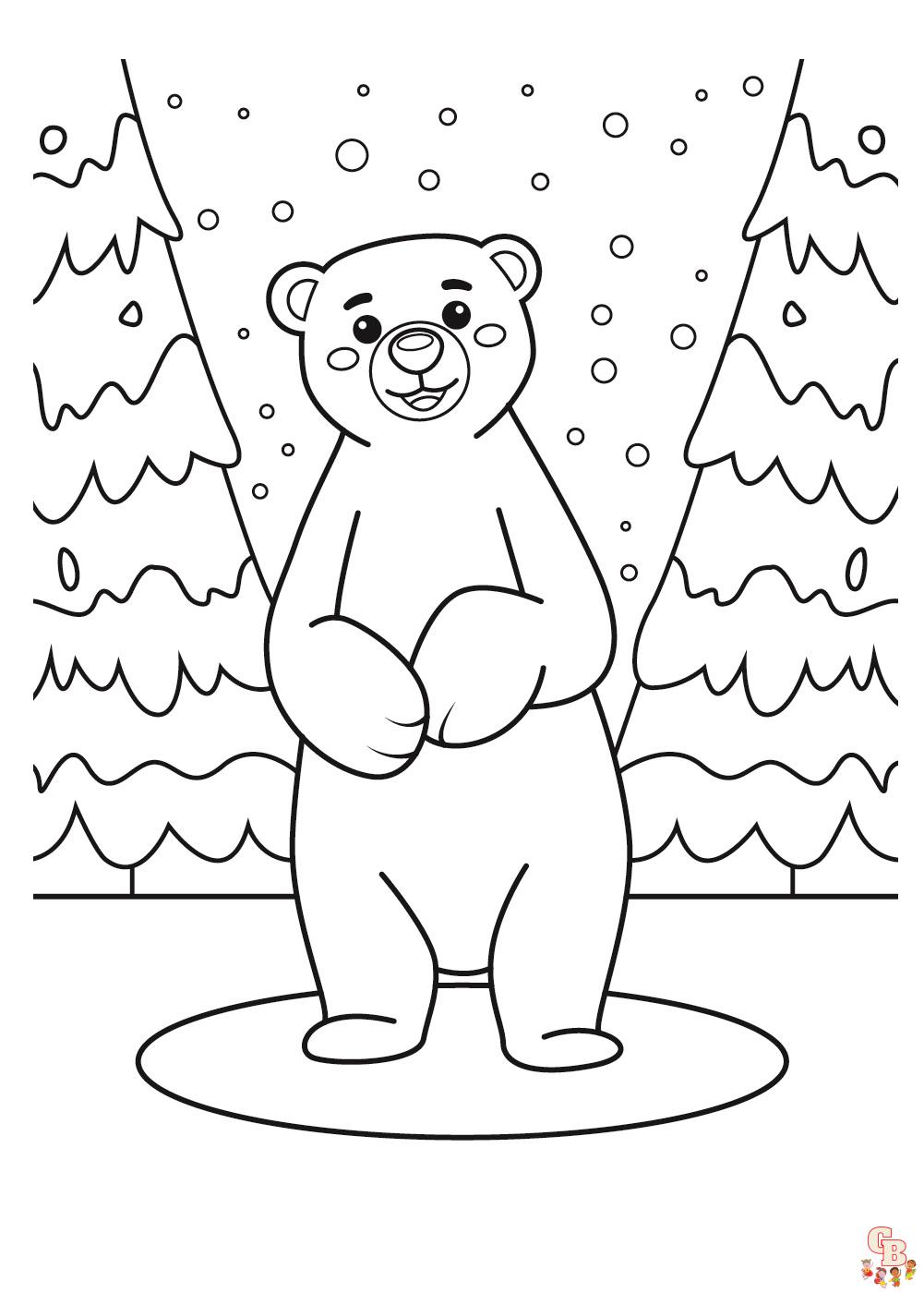 Christmas Polar Bear Coloring Pages 3