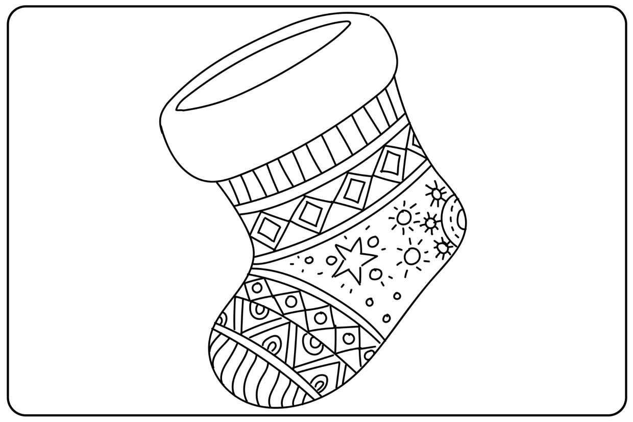 Christmas Stockings Coloring Pages Free Printable Easy for Kids