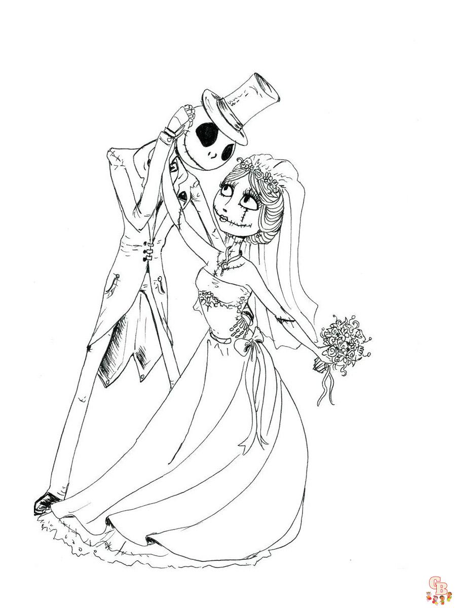 Disegni da colorare della sposa cadavere Fogli stampabili gratuiti per  bambini