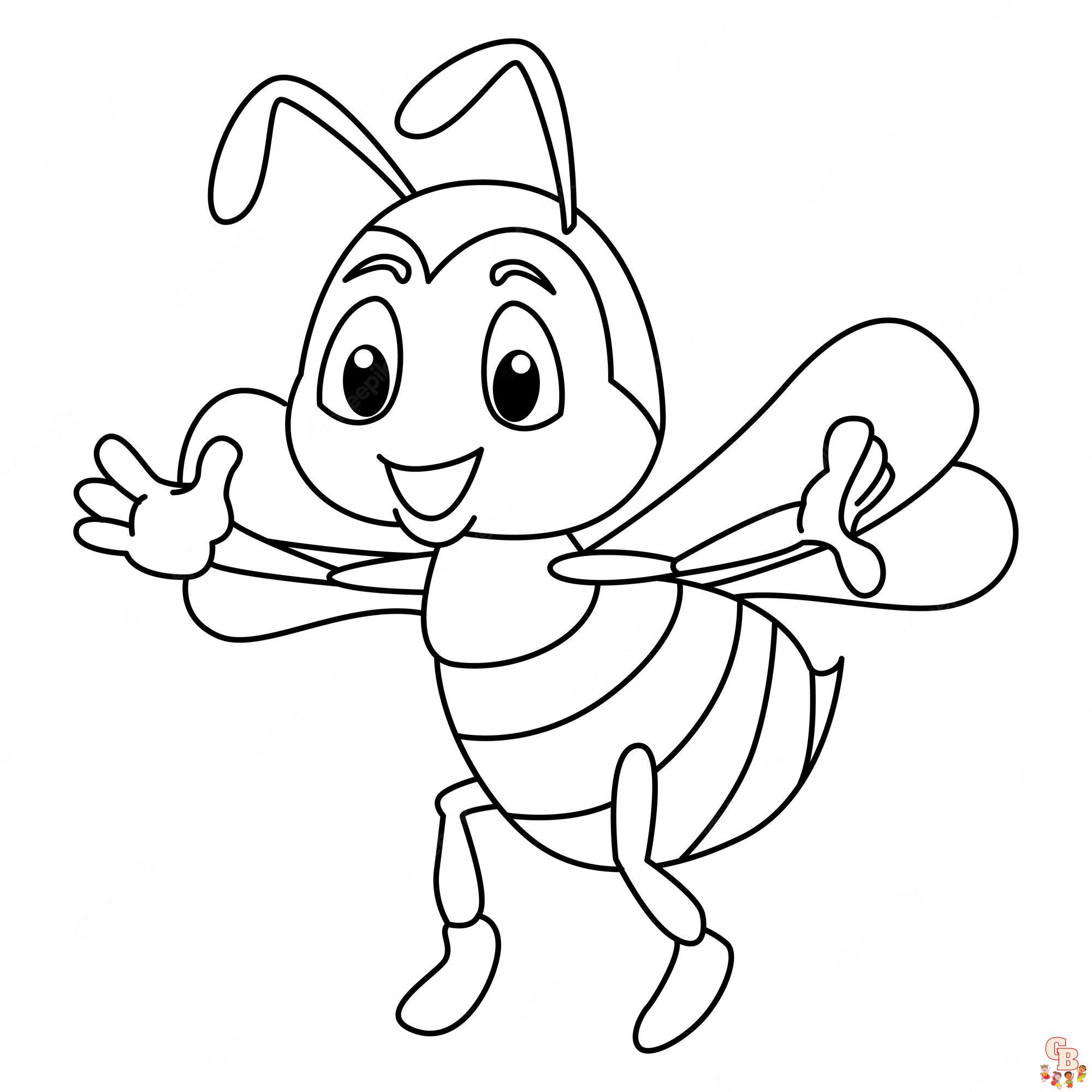 Cute Bee Coloring Pages 10