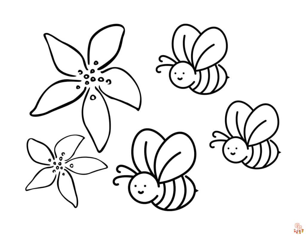 Cute Bee Coloring Pages 7